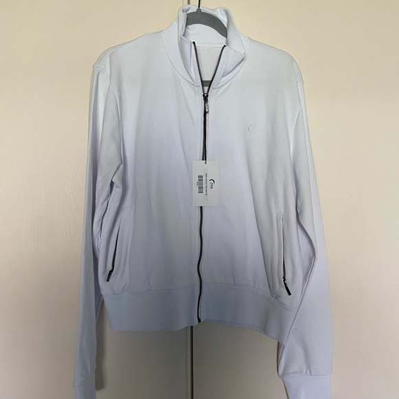 ZYIA Jackets & Blazers - ZYIA White French Terry Zipper Jacket